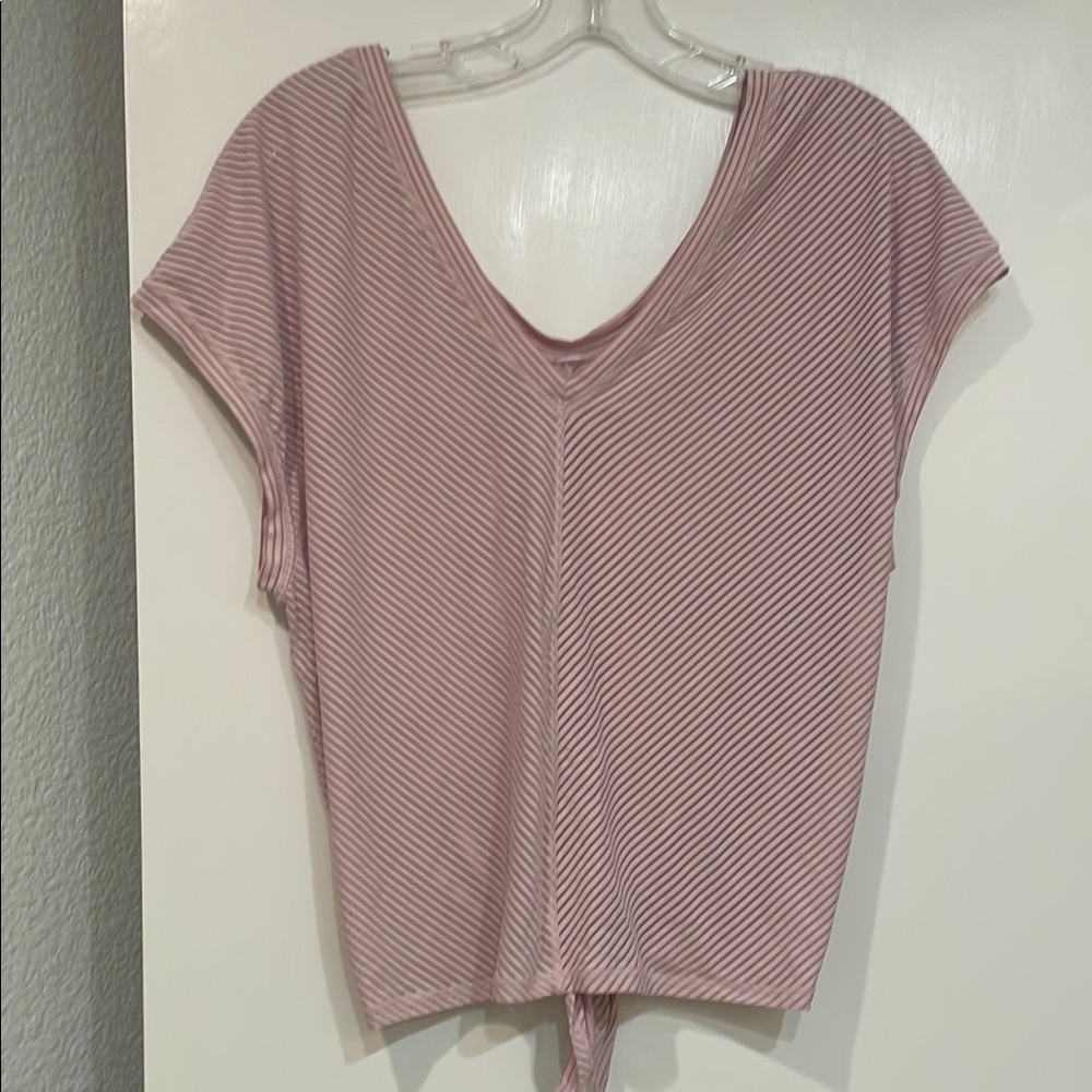 Womens Dusty Rose V-Neck Tie-Front Top